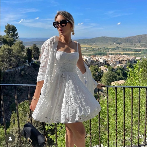 Zara mini dress Crochet Embroidered openwork boho sundress summer - Picture 3 of 16